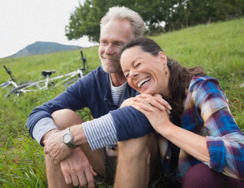 a couple of married lay rest after biking 