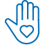 Hand with heart in it icon